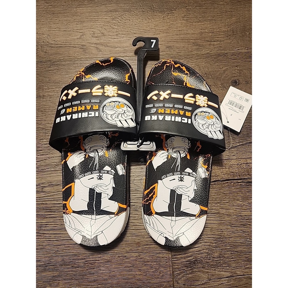 Naruto Men's Sz 7 Ramen Sport Slide Sandals Slip-on Comfort Fit NEW